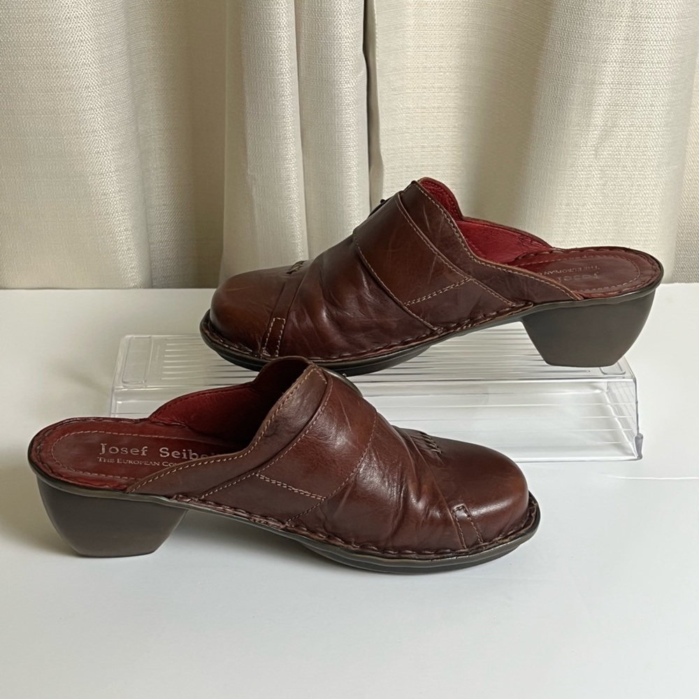 Josef Seibel Leather Clogs With Buckle - Picture 5 of 16